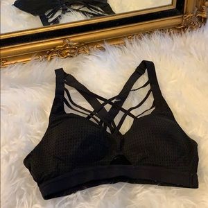 Black strappy mesh Sports Bra